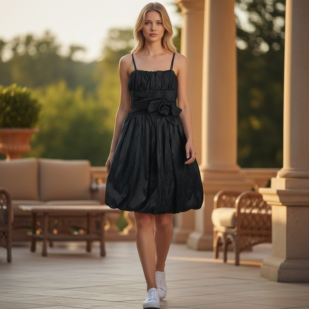 Cinderella Couture Girls Black Bubble Hem Party Dress Size 14 Formal Bow 1010